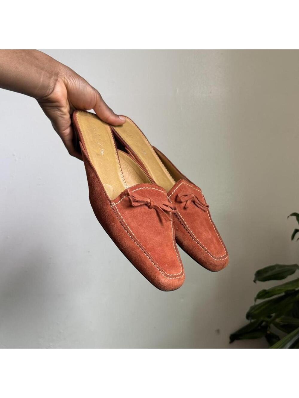 Vintage Unisa Burnt Orange Suede square toe‎ Mules size 9
